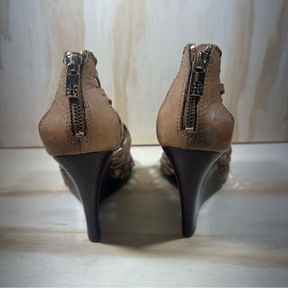 Tory Burch Tevray Braided Leather Wedge Sandals Women’s Size 10 - Picture 4 of 9